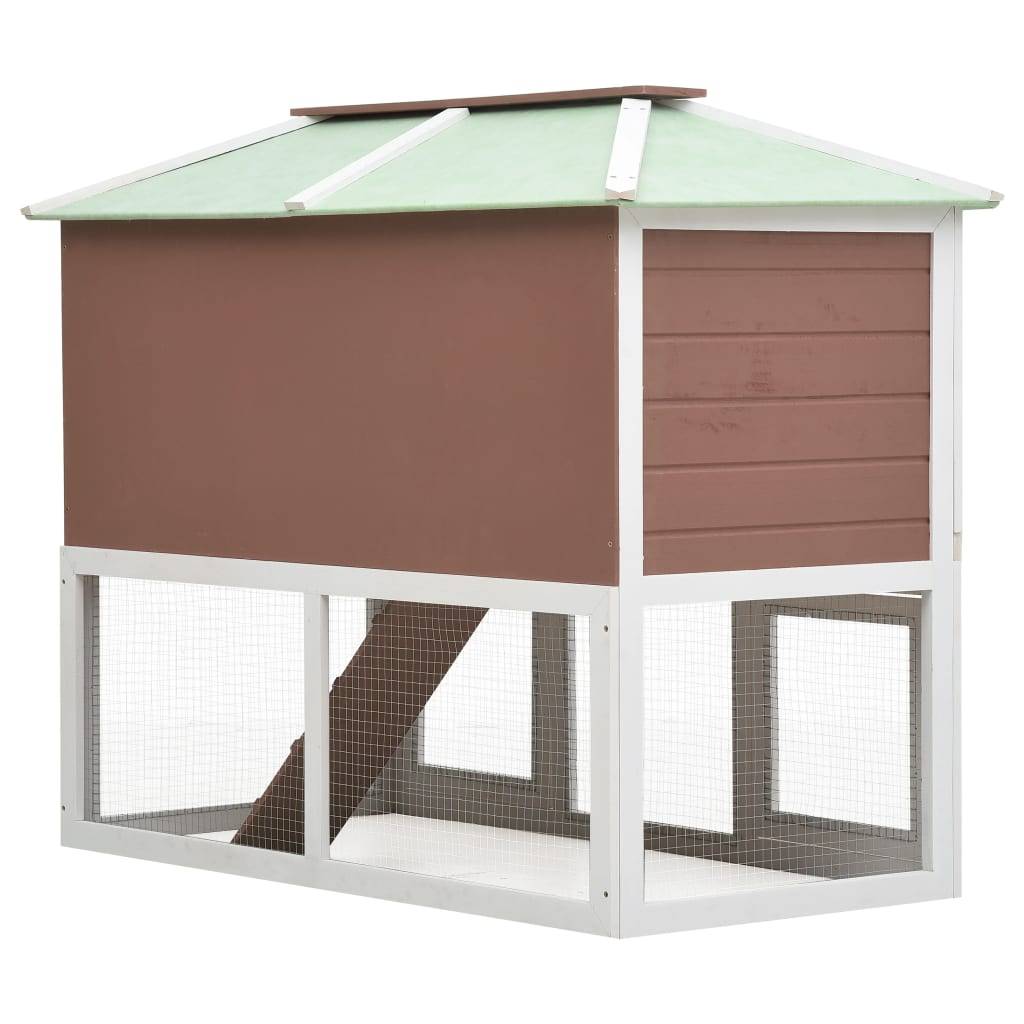 Clapier vertical en bois 2 étages pour lapins jardin Marron/Blanc – ComfortXL Outdoor Living - Image 5