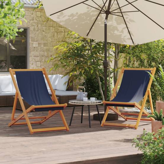 Maison Chic - lot de 2 Chaises de plage pliables - Bain de soleil - Transat bleu tissu HL274 - Image 2