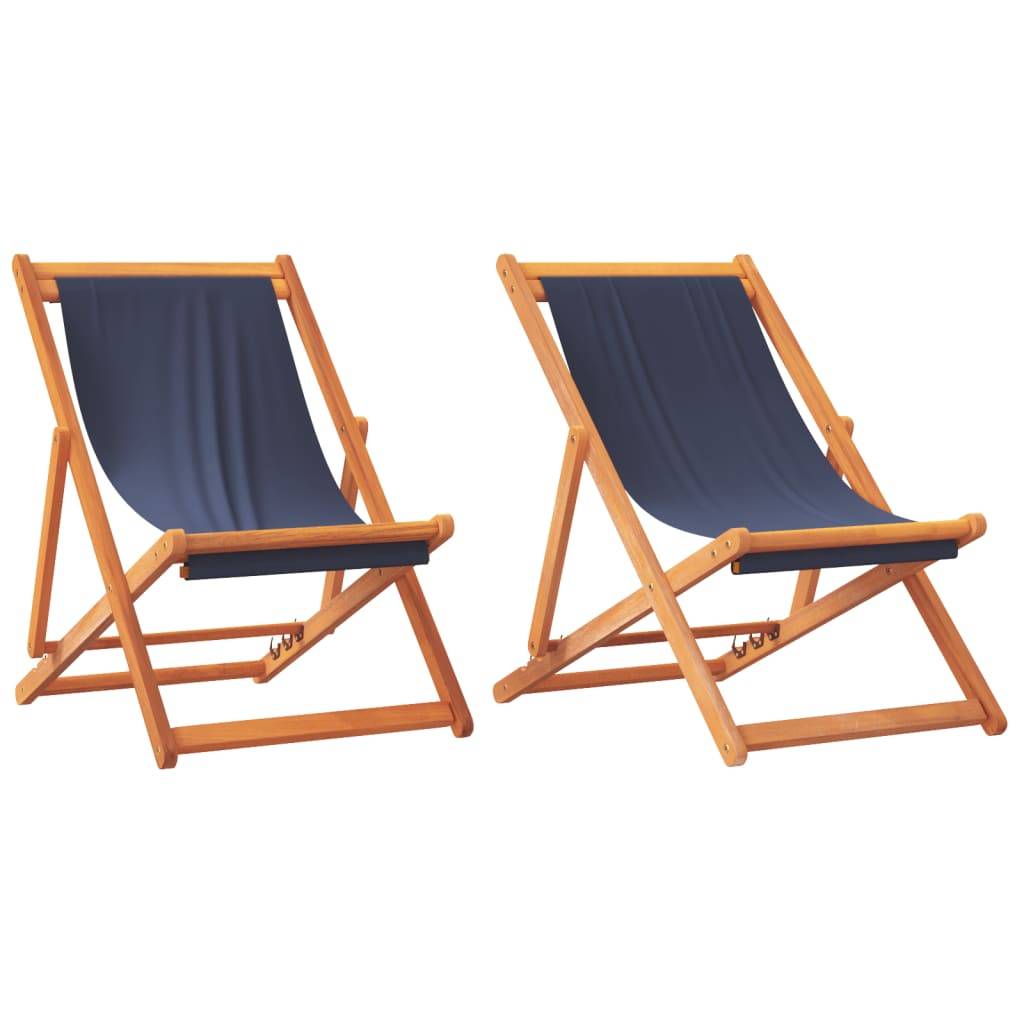 Maison Chic - lot de 2 Chaises de plage pliables - Bain de soleil - Transat bleu tissu HL274 - Image 1