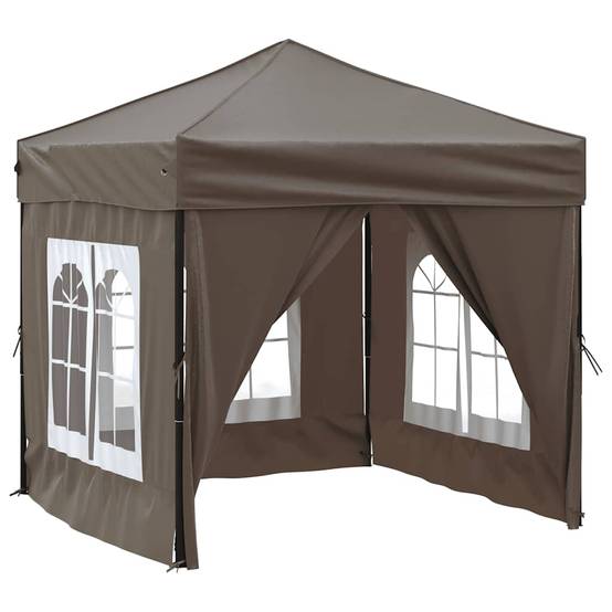 Tente de réception pliable acier et tissu Oxford taupe 197.5 x 197.5 x 234 cm - PANGIVO - Image 2