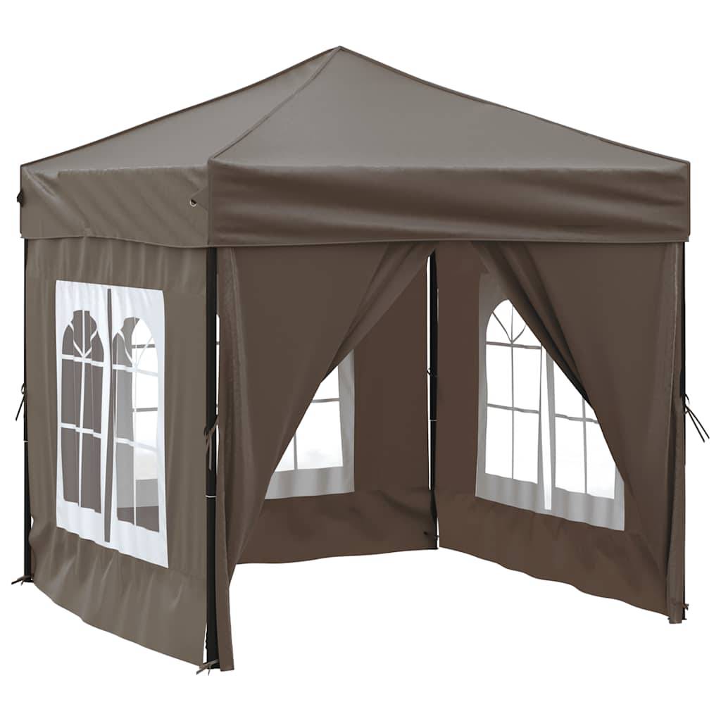 Tente de réception pliable acier et tissu Oxford taupe 197.5 x 197.5 x 234 cm - PANGIVO - Image 2