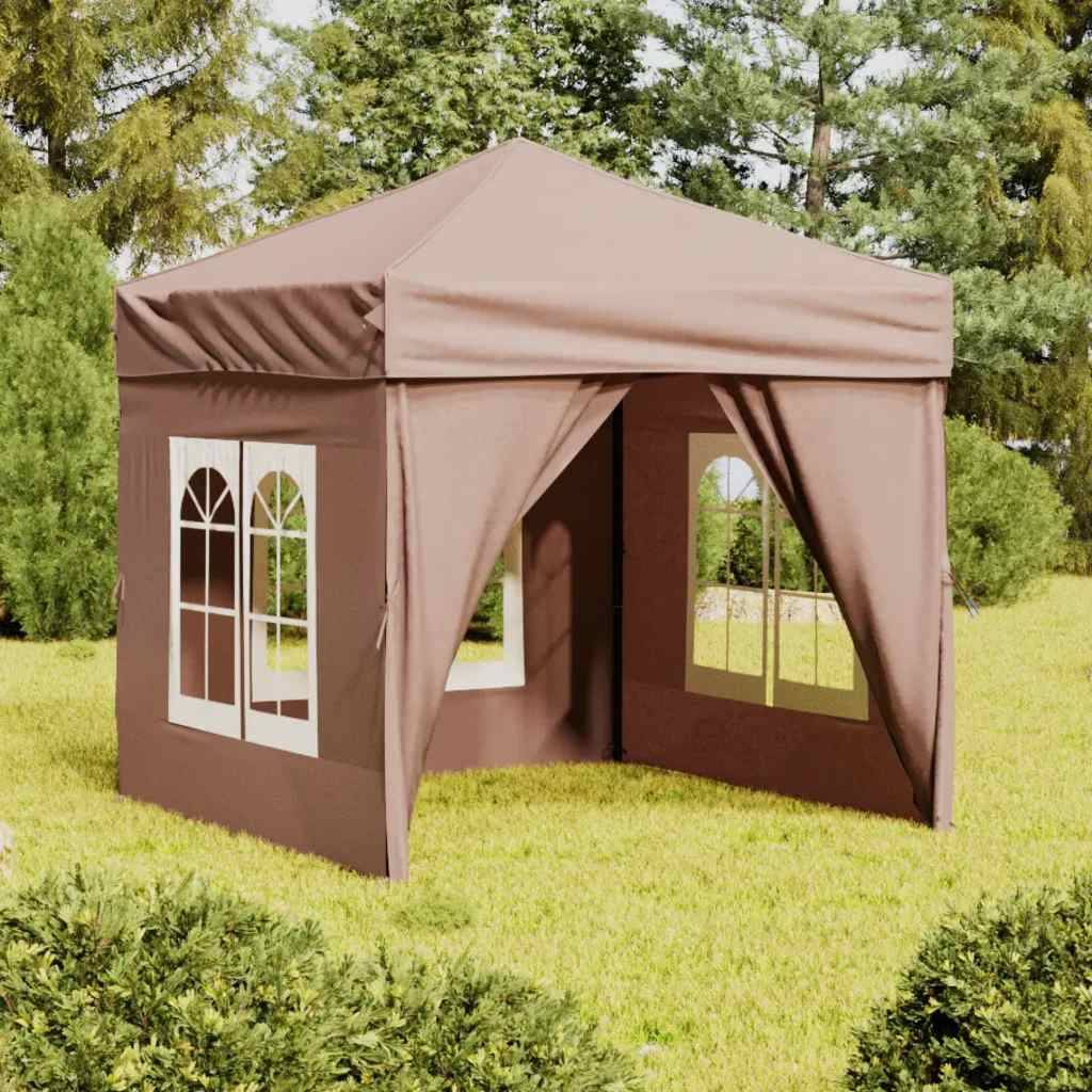 Tente de réception pliable acier et tissu Oxford taupe 197.5 x 197.5 x 234 cm - PANGIVO