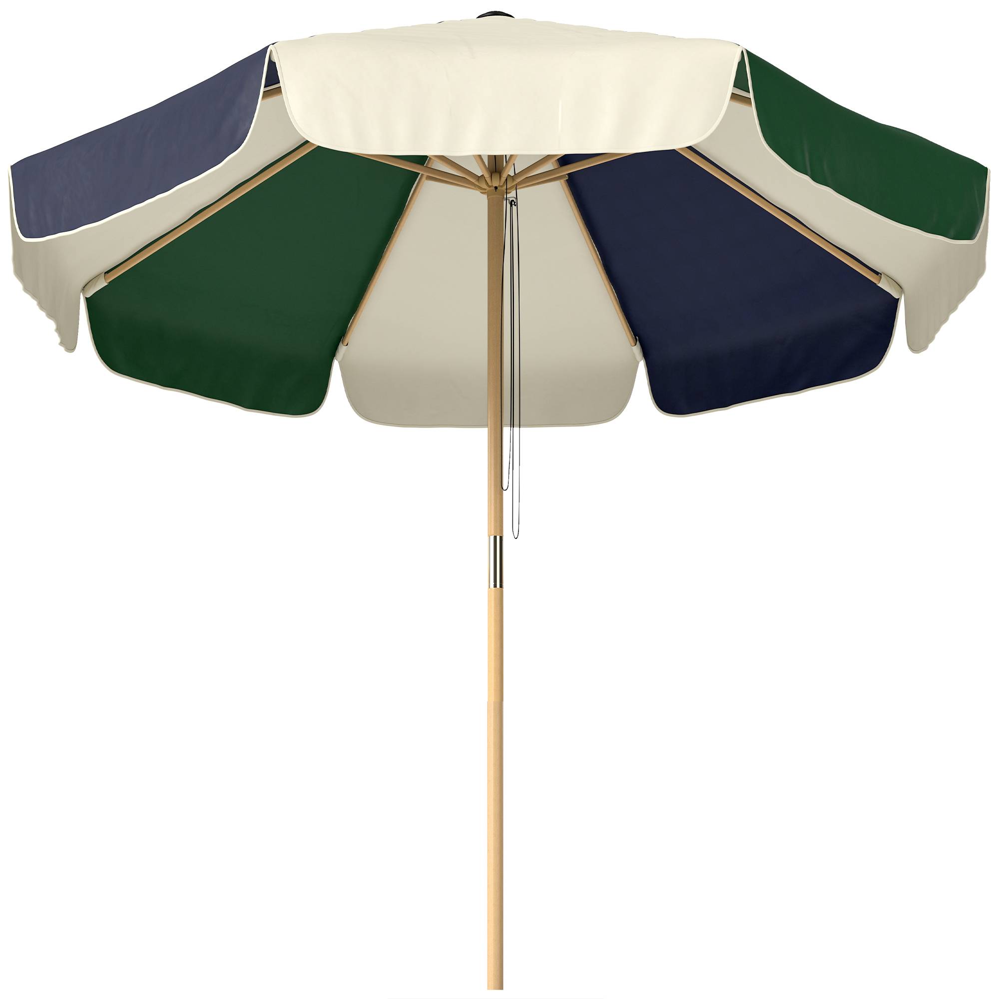 Parasol de jardin avec structure effet bois, toile bicolore à 8 baleines, protection UV 30+ - Image 1