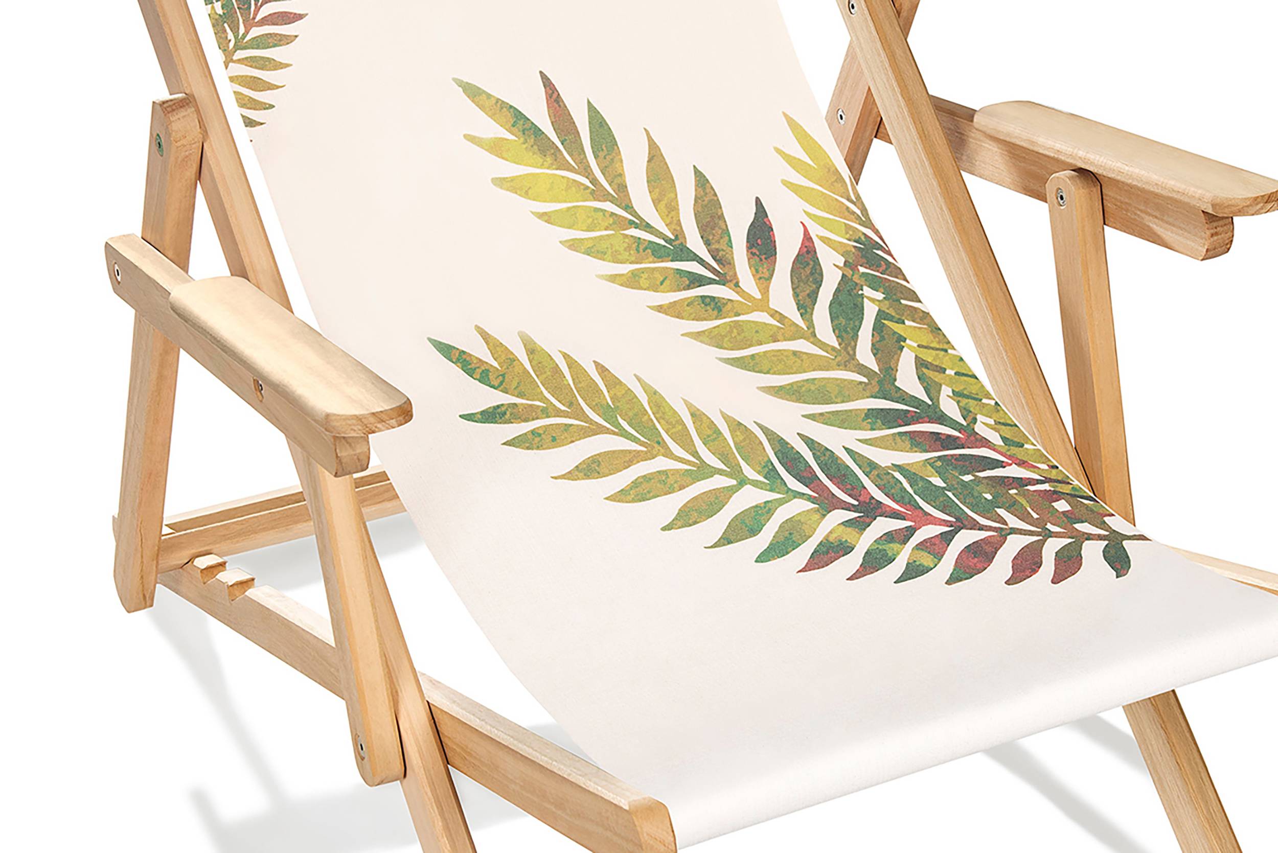 City Garden - Lot de 2 chiliennes de jardin en bois d'Eucalyptus motif feuille - Ecru - LONA - Image 2
