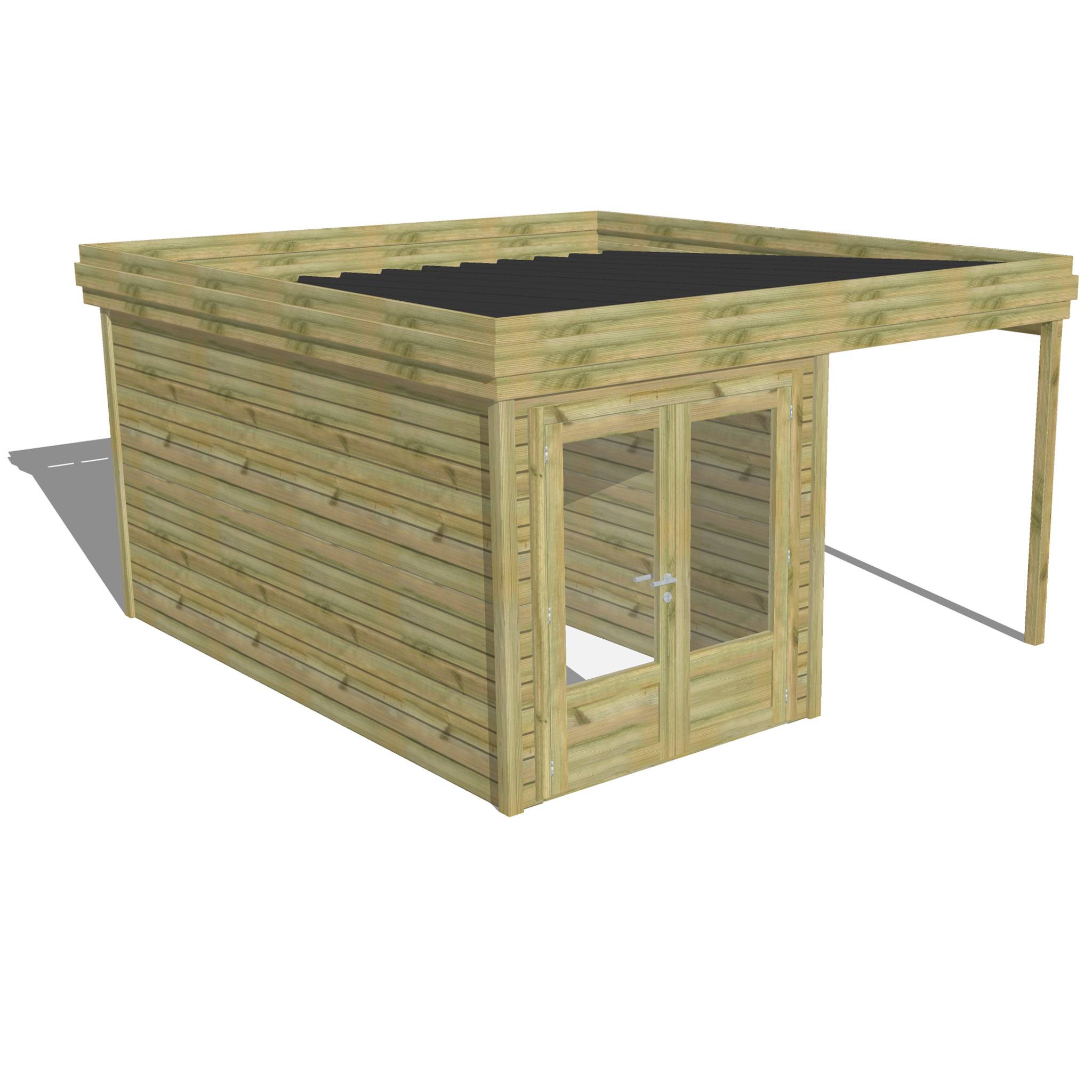 ABRI DE JARDIN bois  autoclave 27mm - 4,14x4,34m / 18m2 - Bac acier - Abri Français - Image 1