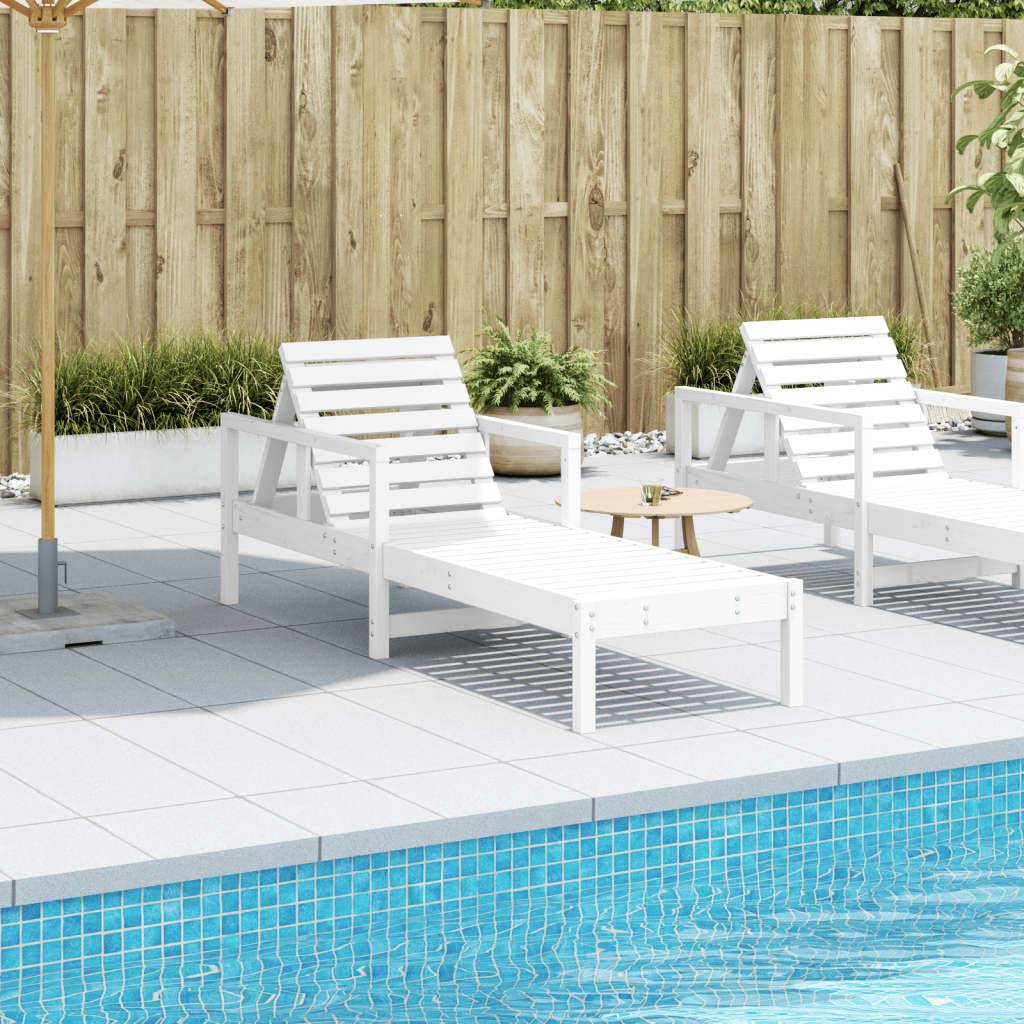 Maison Chic - Bain de soleil - Transat - Chaise longue blanc 199,5x62x55 cm bois massif de pin - MEUBLE PRO - Image 3