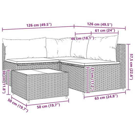 Salon de jardin modulable 4 pièces Résine tressée Canapé et Table basse pour Jardin Gris – ComfortXL Outdoor Living - Image 6