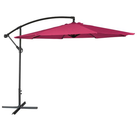 Parasol déporté OAHU rond 3m de diamètre fuchsia - HAPPY GARDEN - Image 1