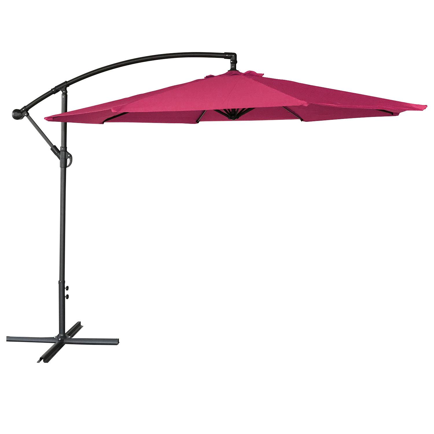 Parasol déporté OAHU rond 3m de diamètre fuchsia - HAPPY GARDEN - Image 1