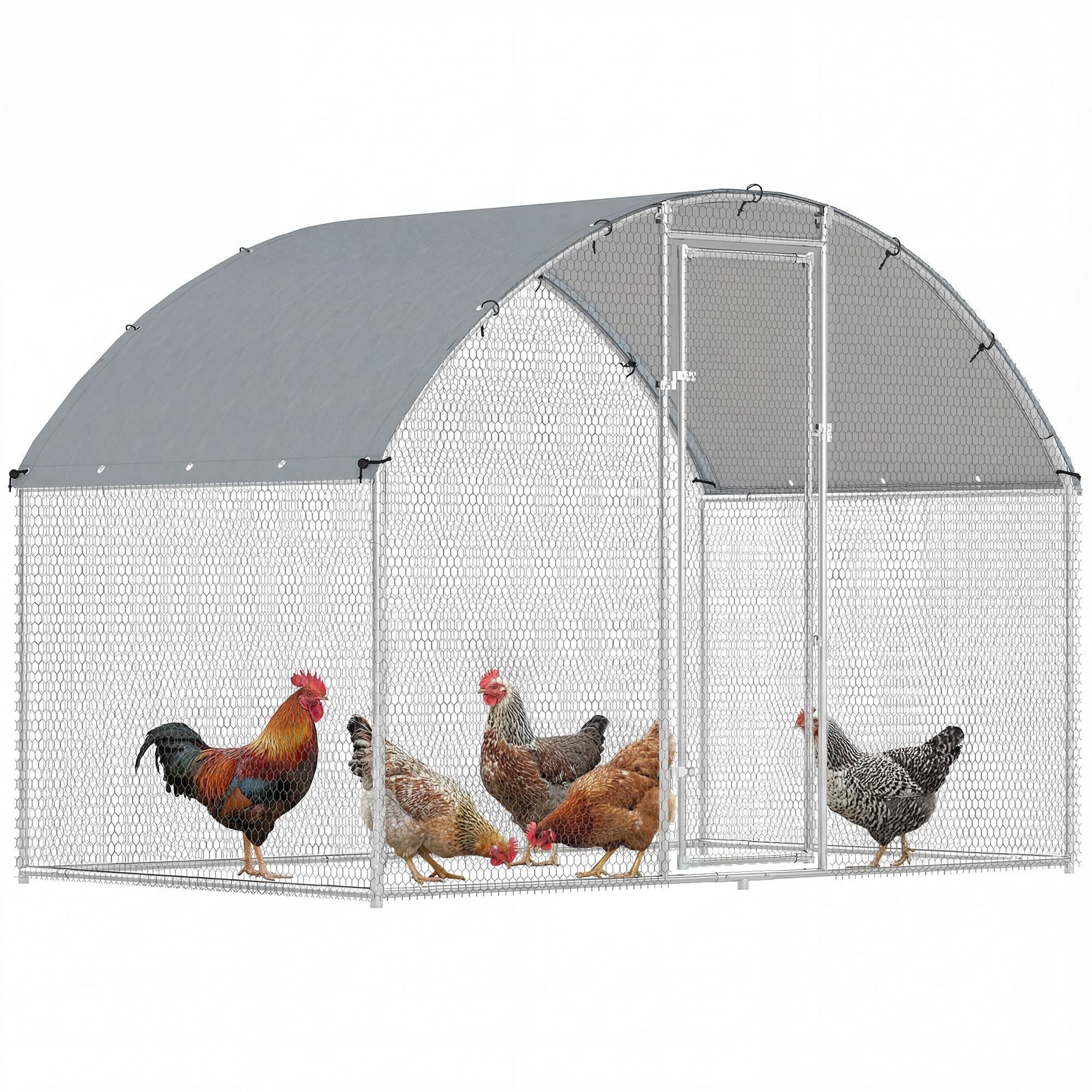 Volière enclos acier galvanisé sécurité bâche Oxford étanche 280x170x190cm argent - ComfortXL Outdoor Living