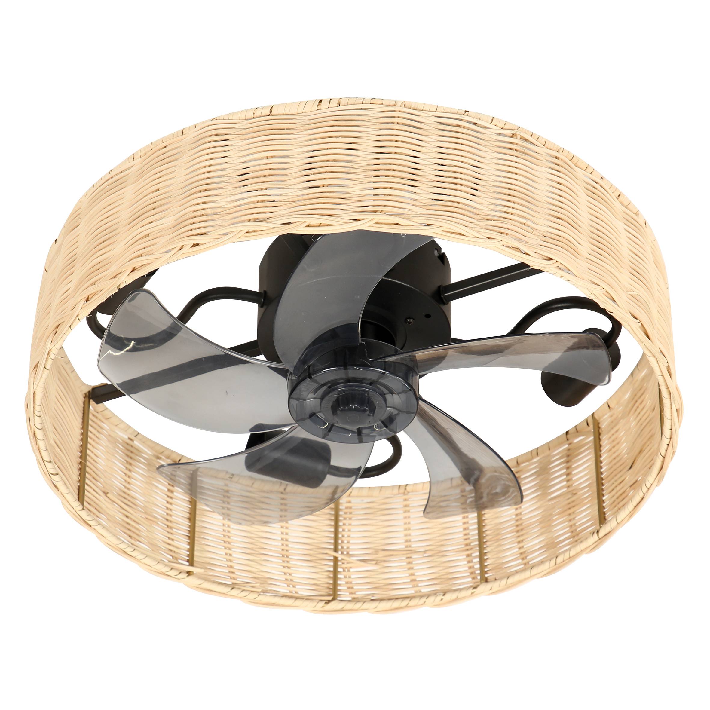 Ventilateur de plafond Alyzia?40?cm – Cage rotin – 5?pales – 4?E27 – Moteur?DC  FARTOOLS - Image 1