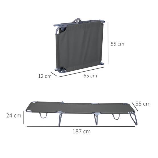 Bain de Soleil transat Pliable Dossier réglable Multipositions métal et Polyester Gris - Image 5