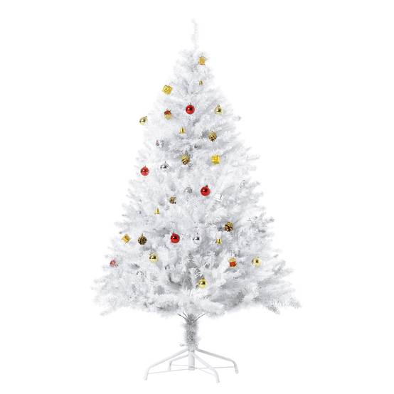 Sans Marque - Sapin Arbre Noël Artificiel Blanc 150 cm 680 Branches Accessoires variés - Image 2