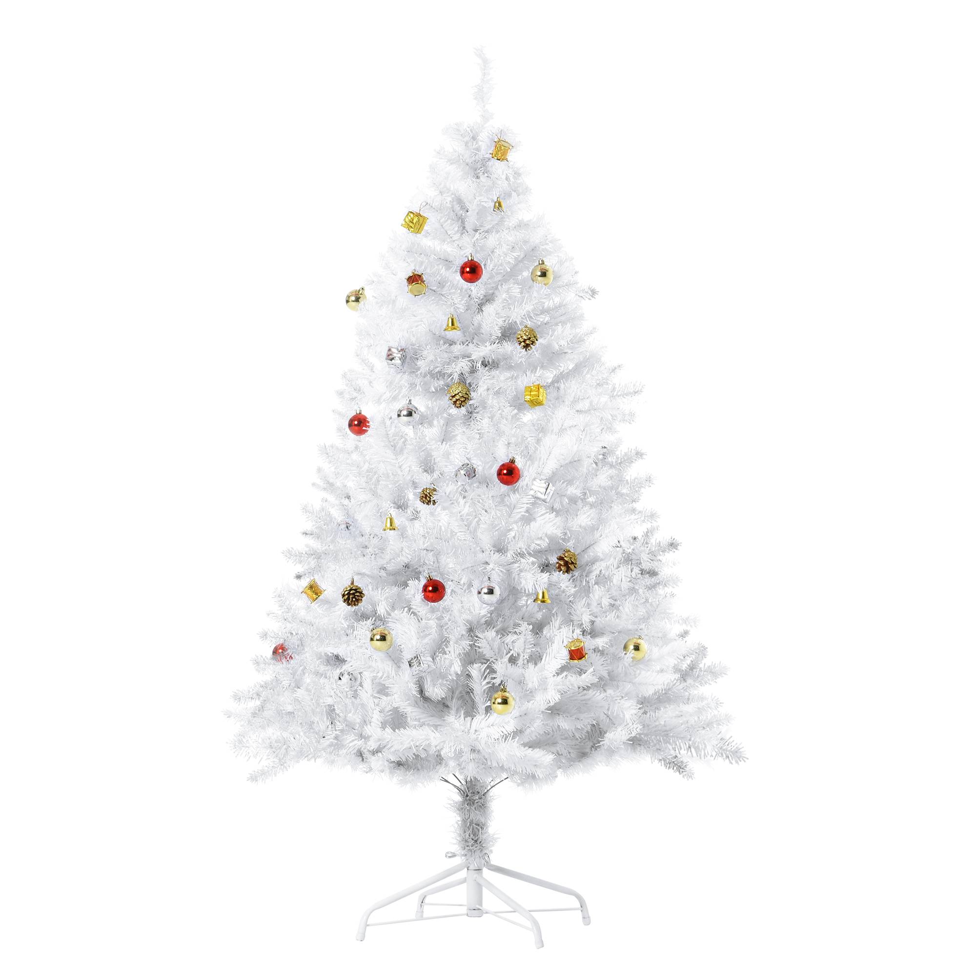 Sans Marque - Sapin Arbre Noël Artificiel Blanc 150 cm 680 Branches Accessoires variés - Image 2