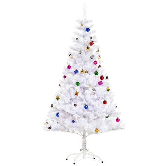 Sans Marque - Sapin Arbre Noël Artificiel Blanc 150 cm 680 Branches Accessoires variés - Image 1