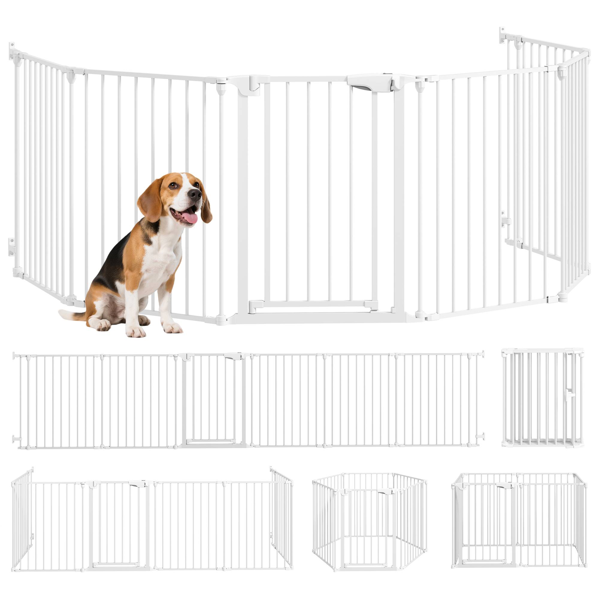 Sans Marque - Barrière pliable pour chien, clôture pour animaux de compagnie à 6 panneaux, barrière à double verrouillage pour escaliers et couloirs, blanche - Image 1