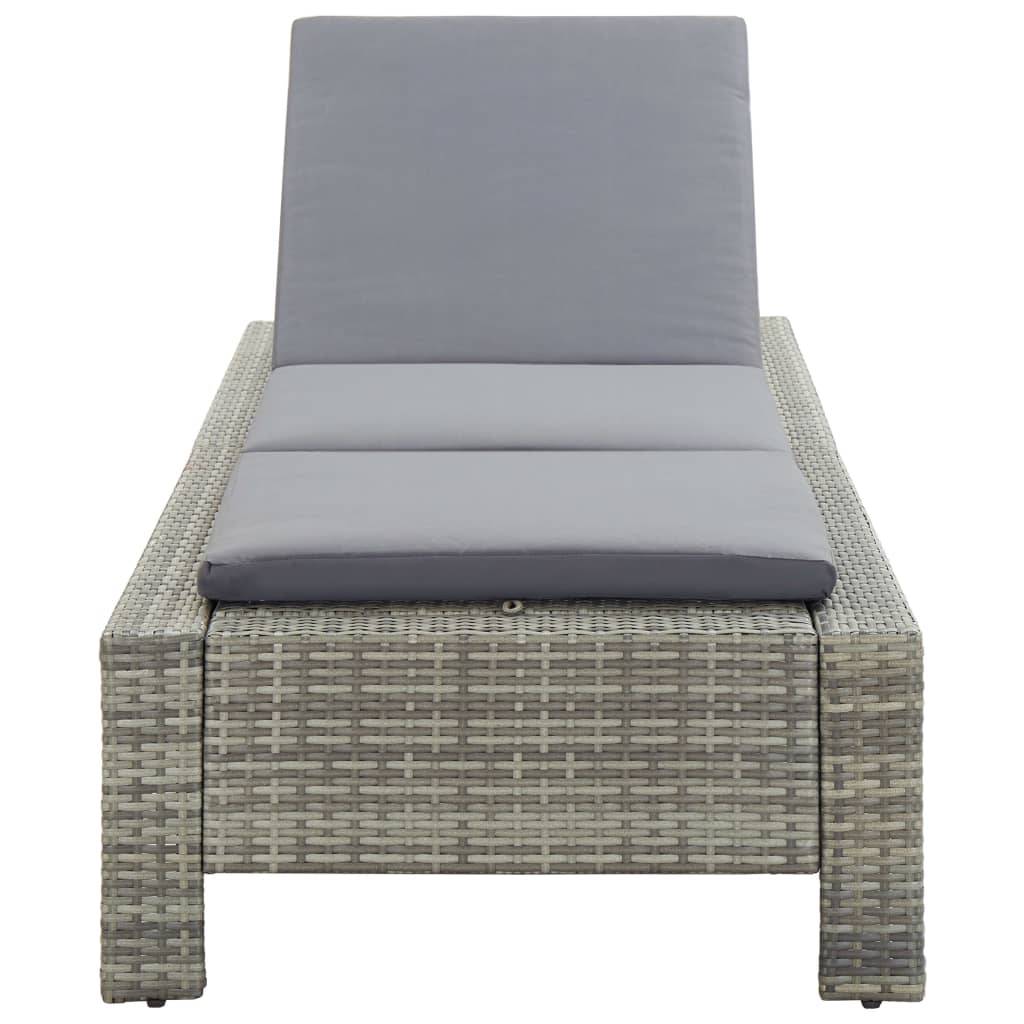 Helloshop26 - Transat bain de soleil avec coussin gris résine tressée - Image 3