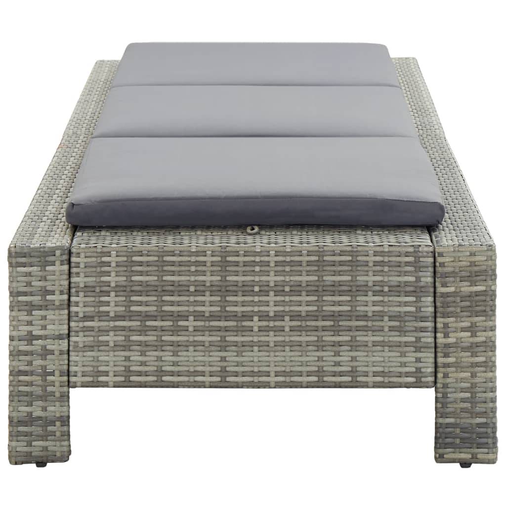 Helloshop26 - Transat bain de soleil avec coussin gris résine tressée - Image 4