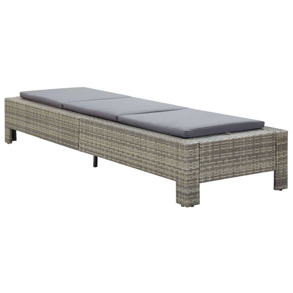 Helloshop26 - Transat bain de soleil avec coussin gris résine tressée - Image 2
