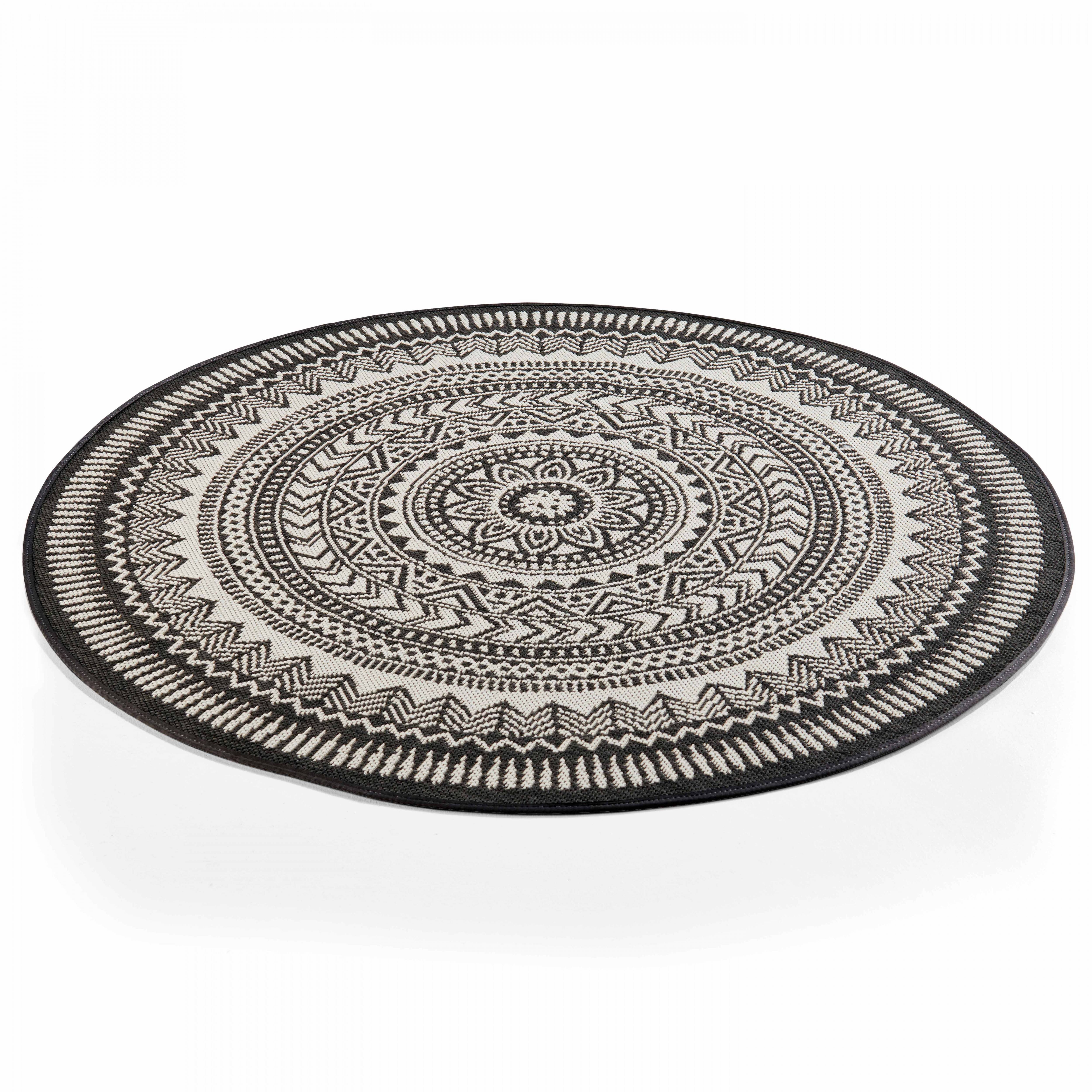Oviala - Tapis rond polypropylène noir 120cm Mandala - Oviala - Image 2