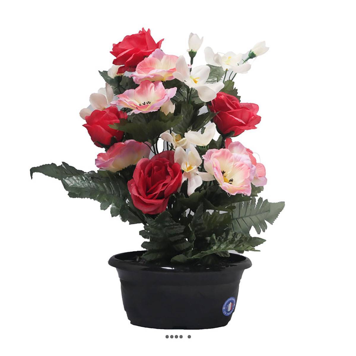 Artificielles - Jardinière fleurs artificielles pour le cimetière roses et anémones Rose soutenu - couleur: Rose soutenu - Image 2