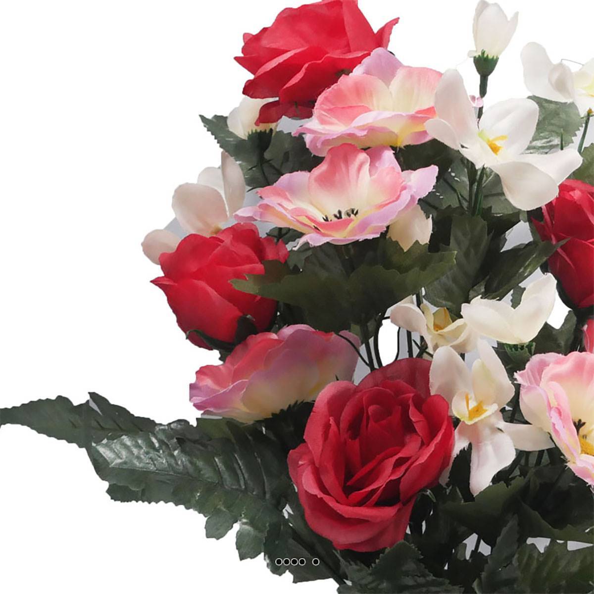 Artificielles - Jardinière fleurs artificielles pour le cimetière roses et anémones Rose soutenu - couleur: Rose soutenu - Image 3
