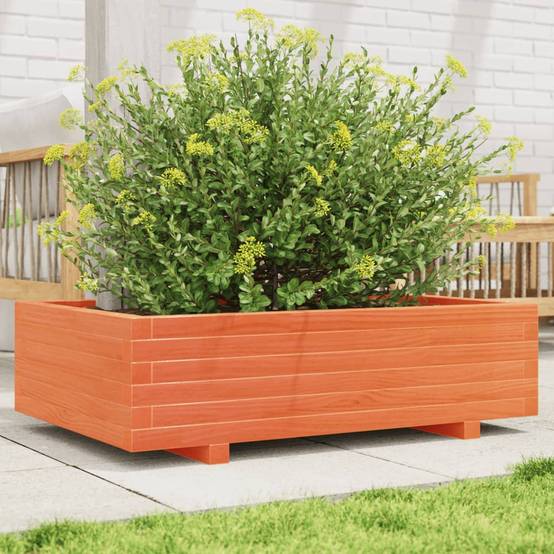Vidaxl - Jardinière-Pot de fleur-Bac à fleurs cire marron 90x60x26,5 cm bois de pin massif - Image 1