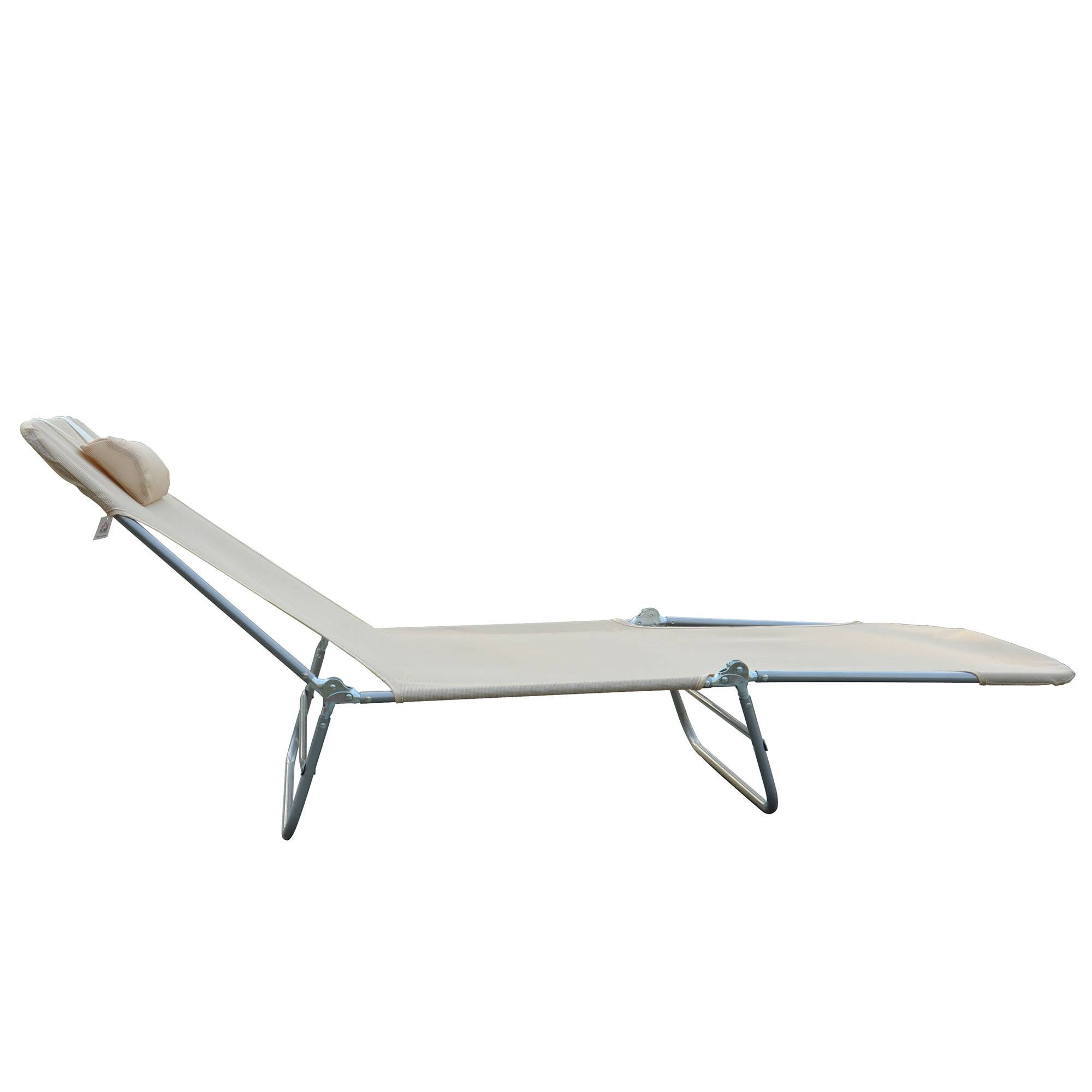 Transat pliant avec dossier inclinable et coussin, 182 x 56 x 24,5 cm - Image 2
