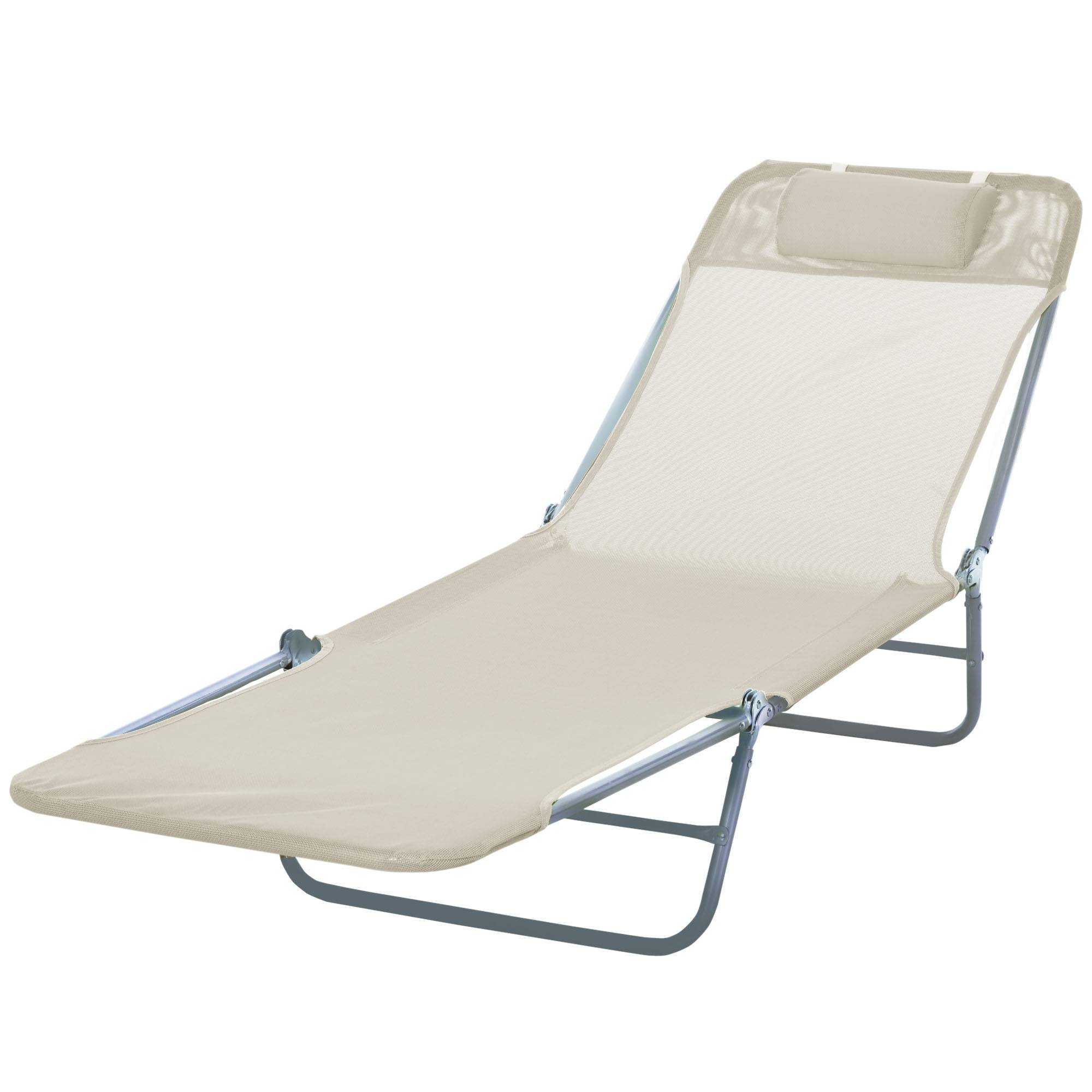 Transat pliant avec dossier inclinable et coussin, 182 x 56 x 24,5 cm - Image 1