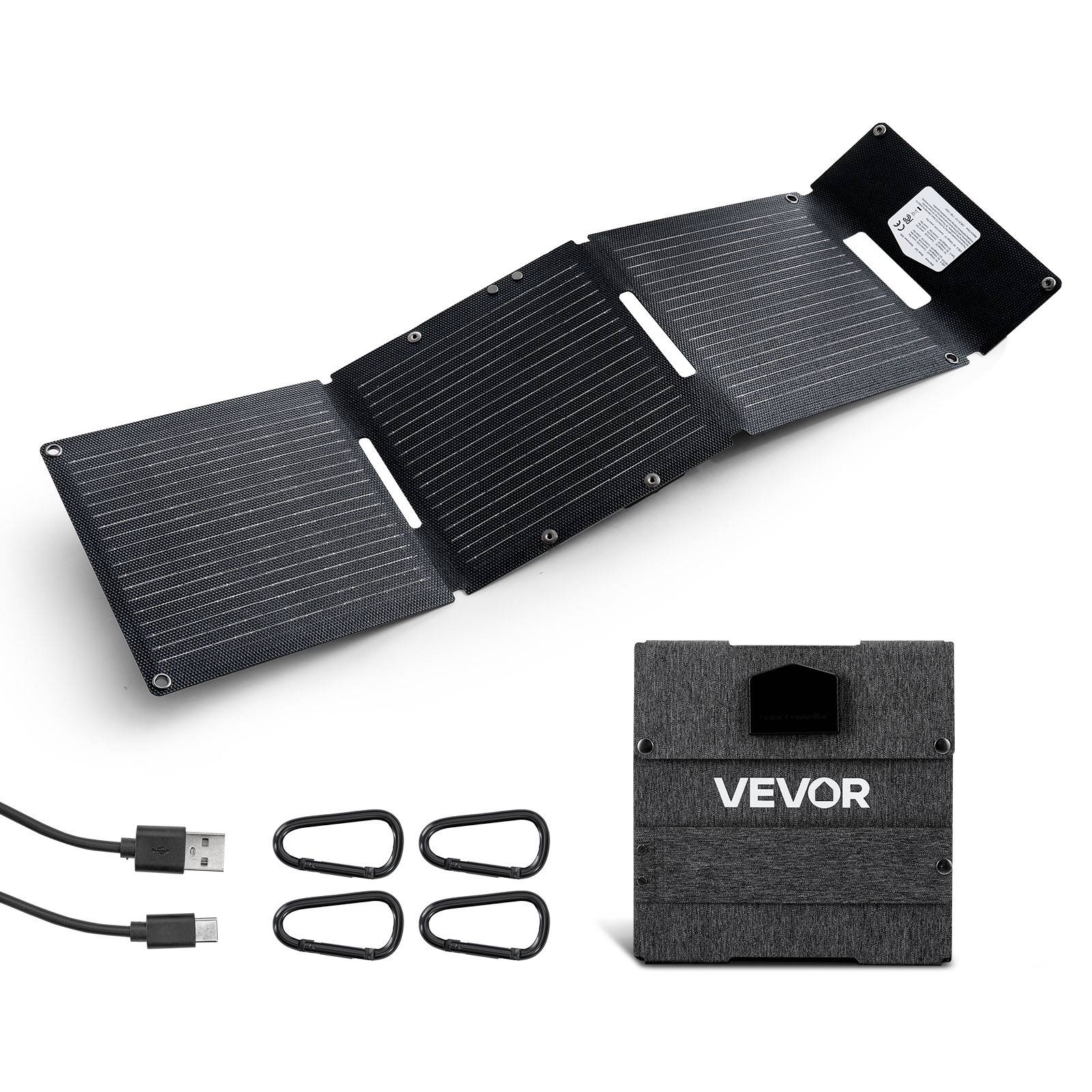 VEVOR Panneau Solaire Portable Chargeur Solaire Pliable Monocristallin 30 W