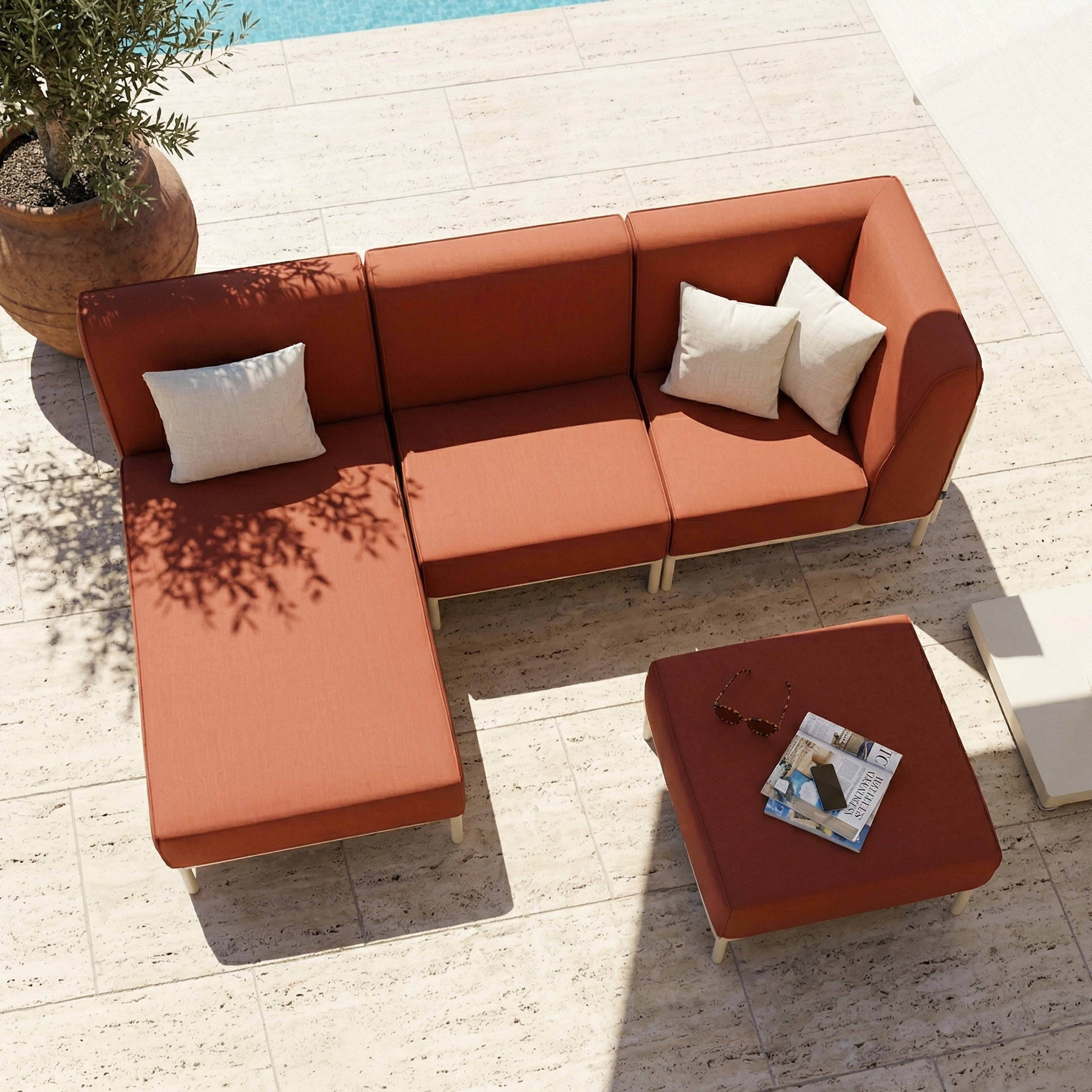 Oviala - Salon de jardin bas modulable uni 4 places terracotta Patio - Oviala - Image 4