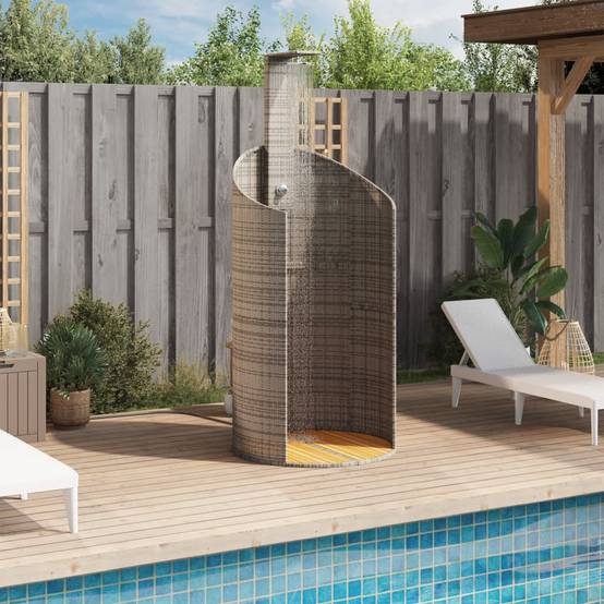 Douche d'exterieur bois d'acacia avec finition huilée gris 100 x 100 x 241,5 cm - Prolenta premium - Image 3