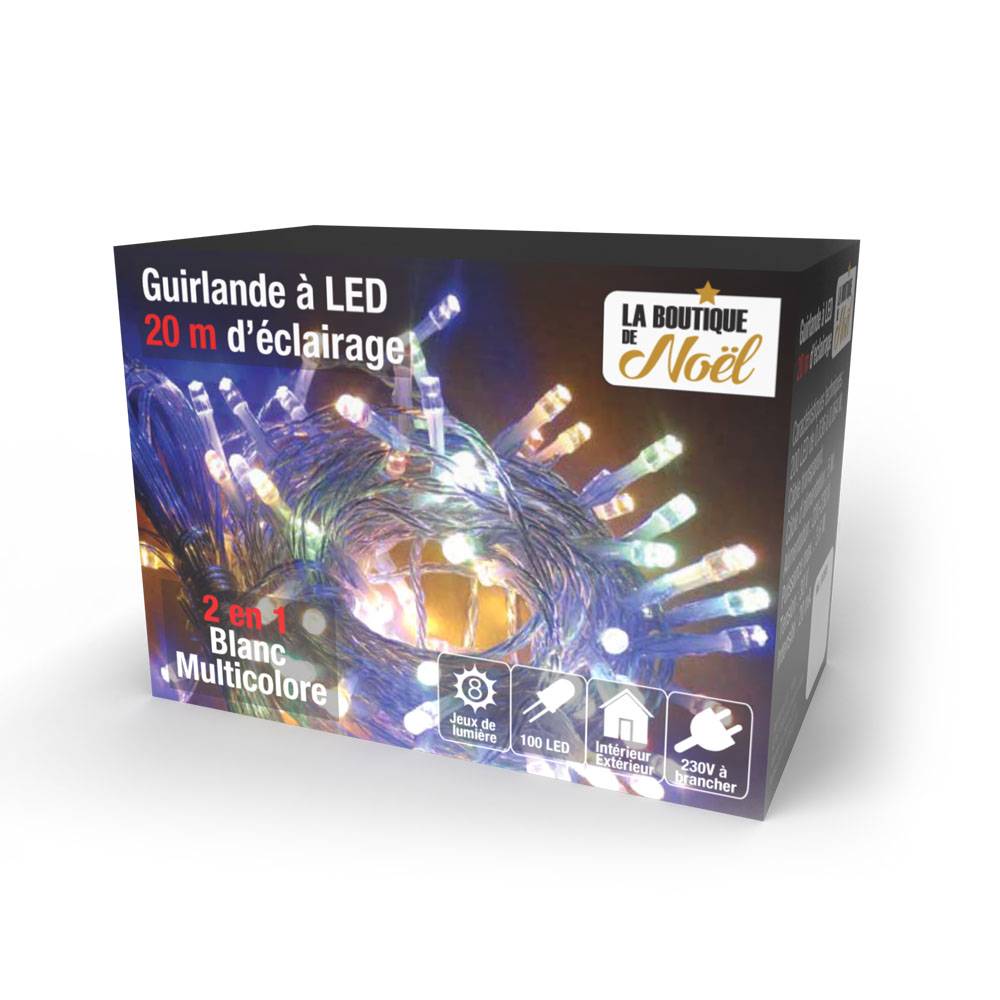 Guirlande lumineuse à LED multicolores 20 mètres Translucide - Image 1