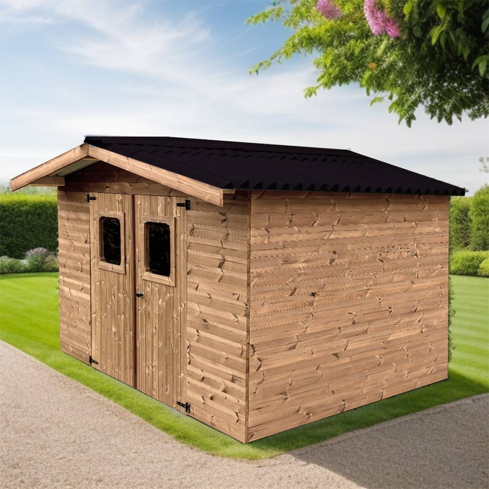 Habrita - Abri THIERS madriers sans plancher, toit double pente 11,97 m² Habrita - Image 1