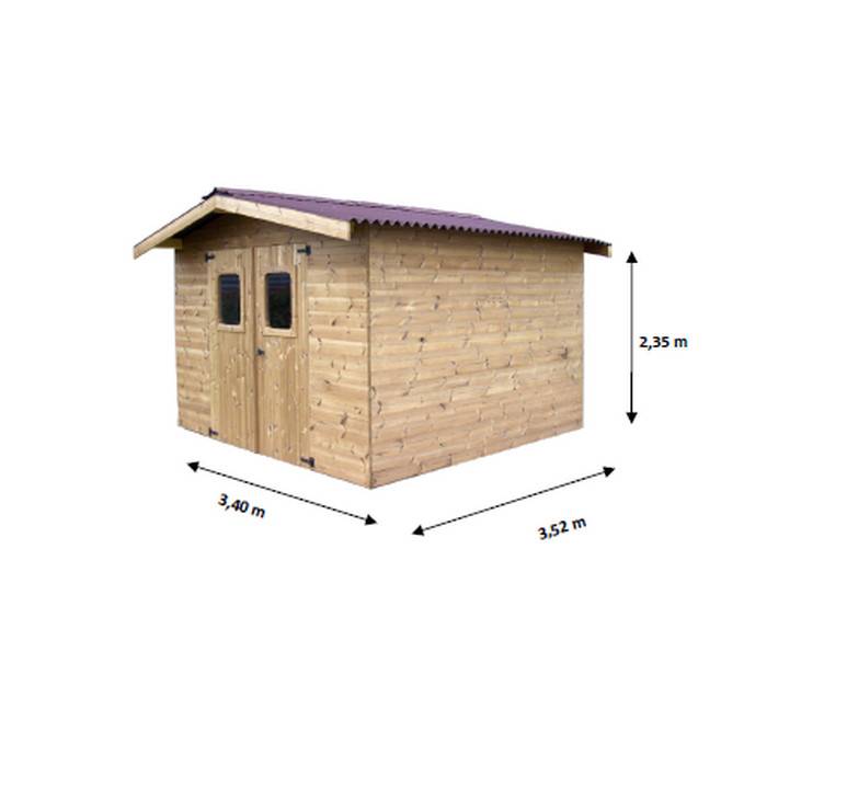 Habrita - Abri THIERS madriers sans plancher, toit double pente 11,97 m² Habrita - Image 3
