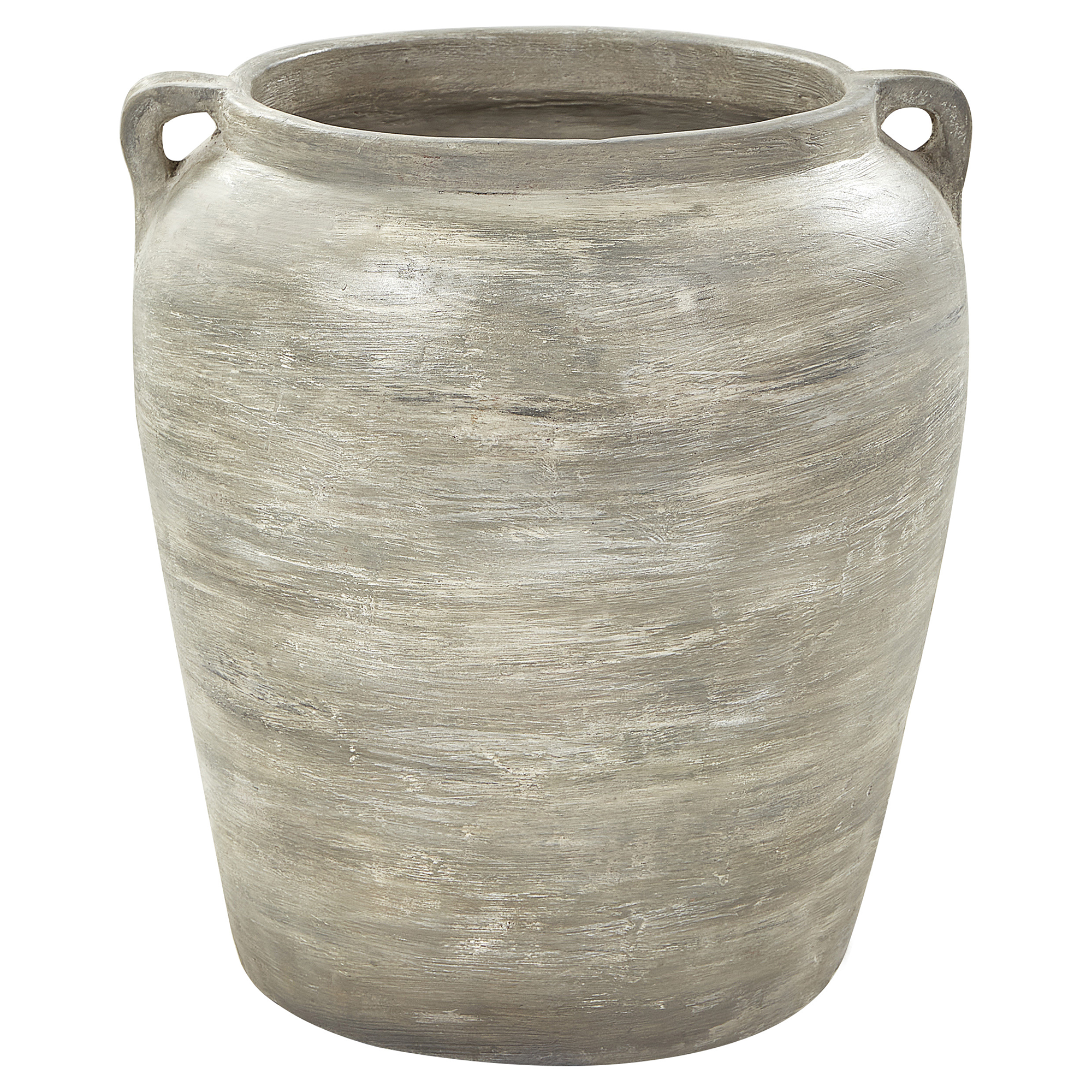 Beliani - Pot de Fleurs Gris en Terre Cuite 40 cm Extérieur Jardin Intérieur Accessoires de Salon - Image 1