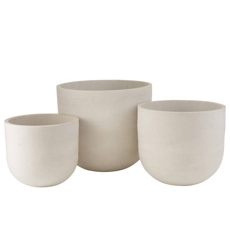 Set de 3 cache-pots en céramique blanc 50x50x43.5 cm - J-Line