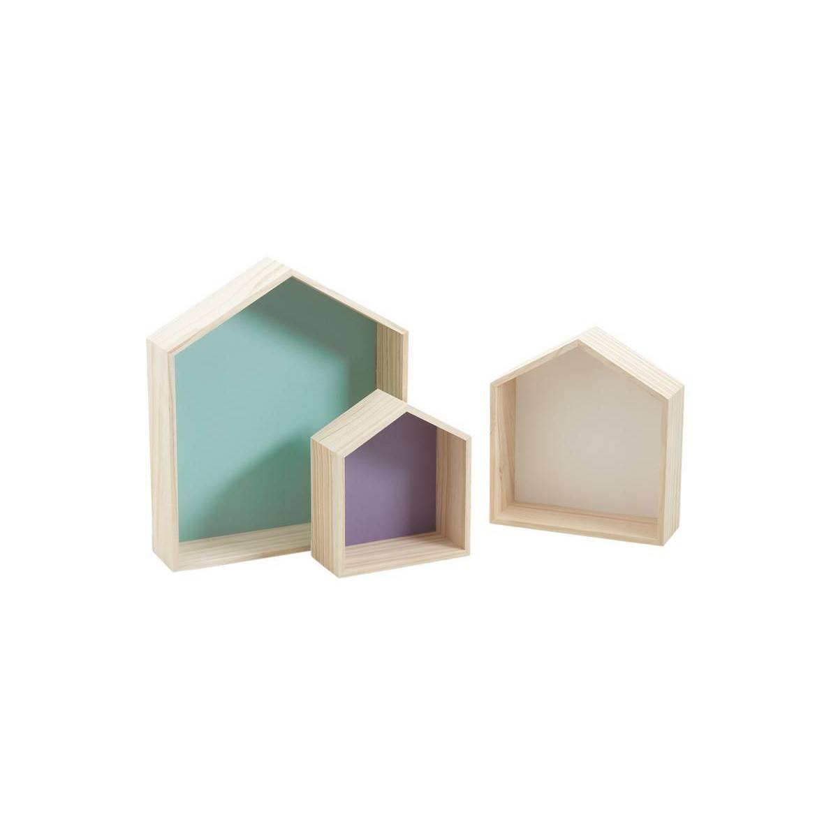 Aubry Gaspard - Niches murales maisonnettes colorées (Lot de 3)