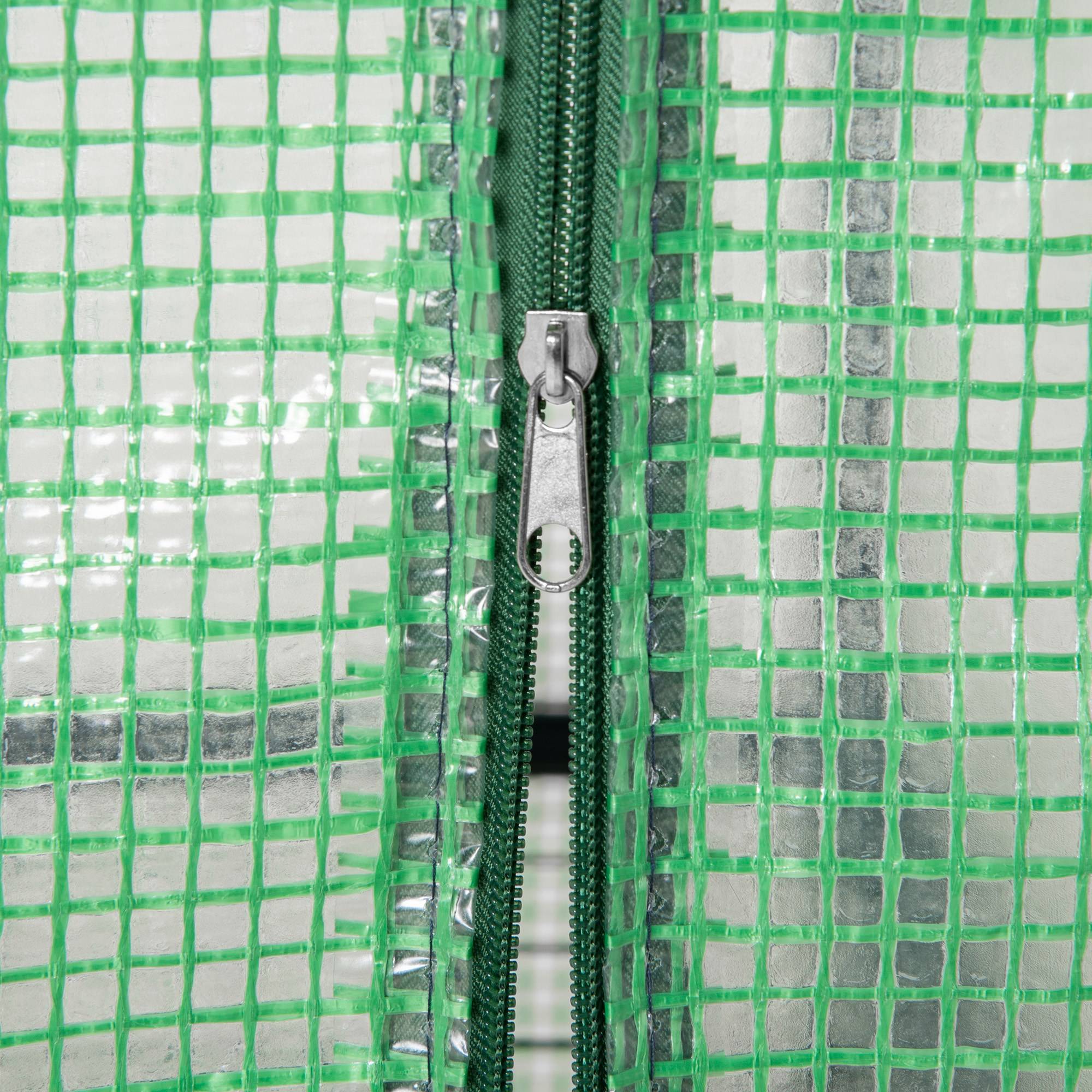 Serre de Jardin PE 70 x 50 x 160 cm avec Étagères 4 Niveaux, Bâche Renforcée 140 g/m², Structure en Acier, Porte Zippée Enroulable, Vert - Image 10