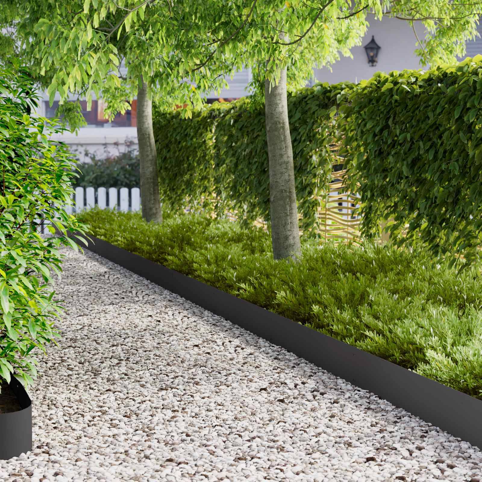 Bordure de jardin en acier pour pelouse aménagement et séparation 103x20cm noir - ComfortXL Outdoor Living - Image 1