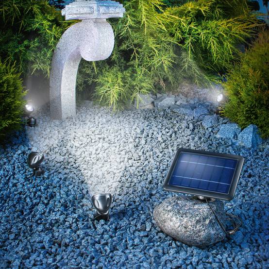 Kit de 4 projecteurs solaires esotec Quattro Power avec module solaire résistant aux intempéries IP65 102142 - Image 3