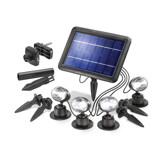 Kit de 4 projecteurs solaires esotec Quattro Power avec module solaire résistant aux intempéries IP65 102142 - Image 2