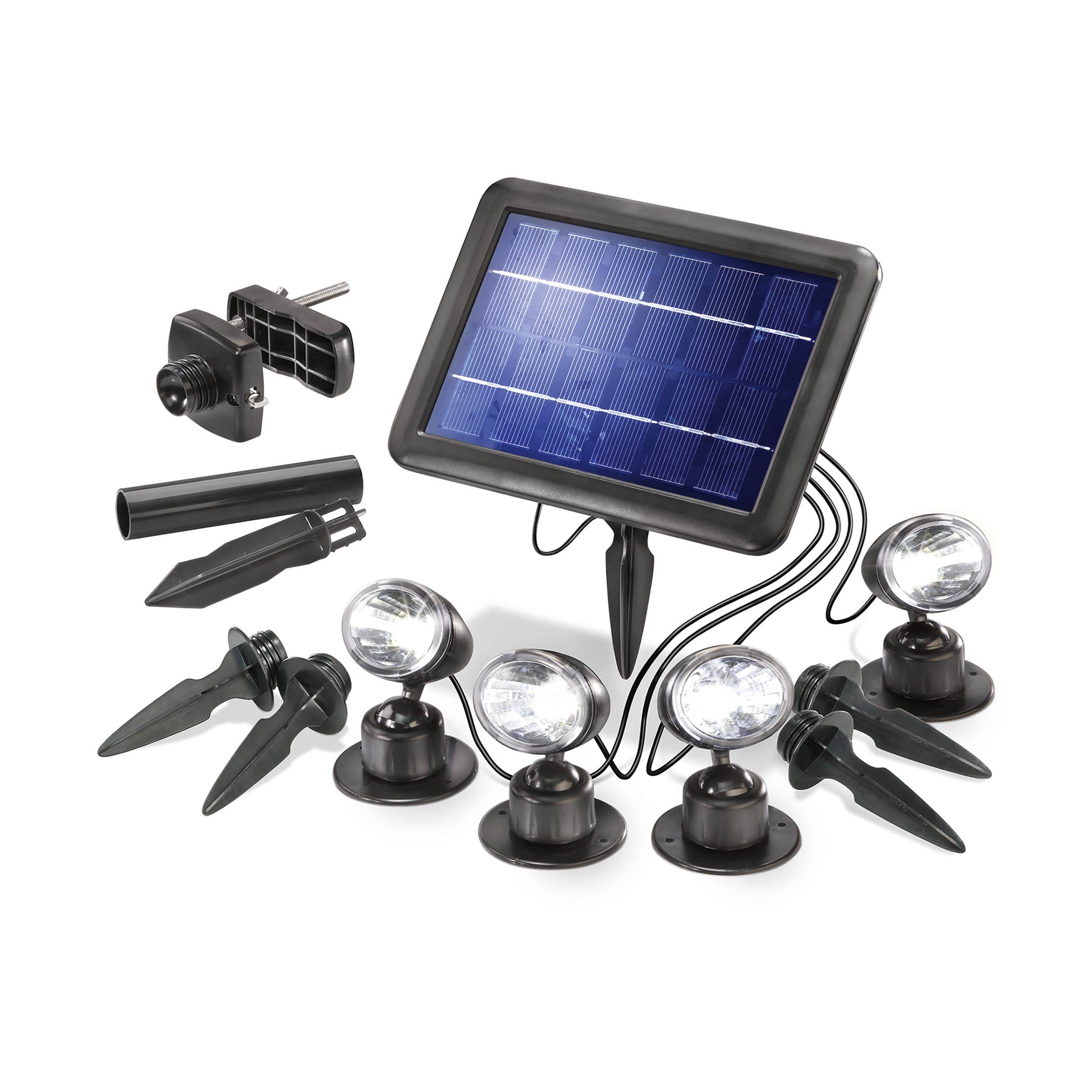 Kit de 4 projecteurs solaires esotec Quattro Power avec module solaire résistant aux intempéries IP65 102142 - Image 2