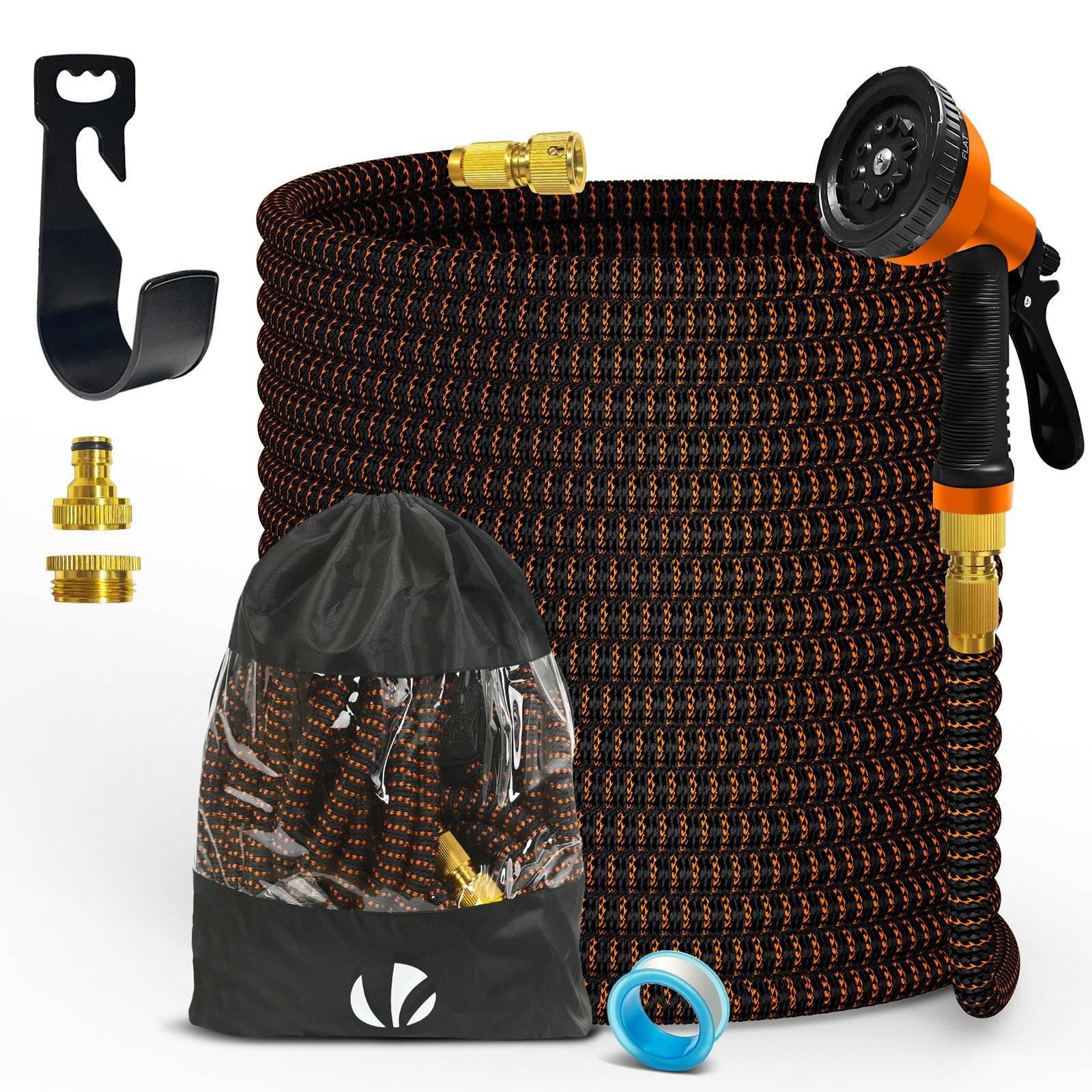 Tuyau d’Arrosage Extensible 30m Renforce avec Accessoires orange - Image 1