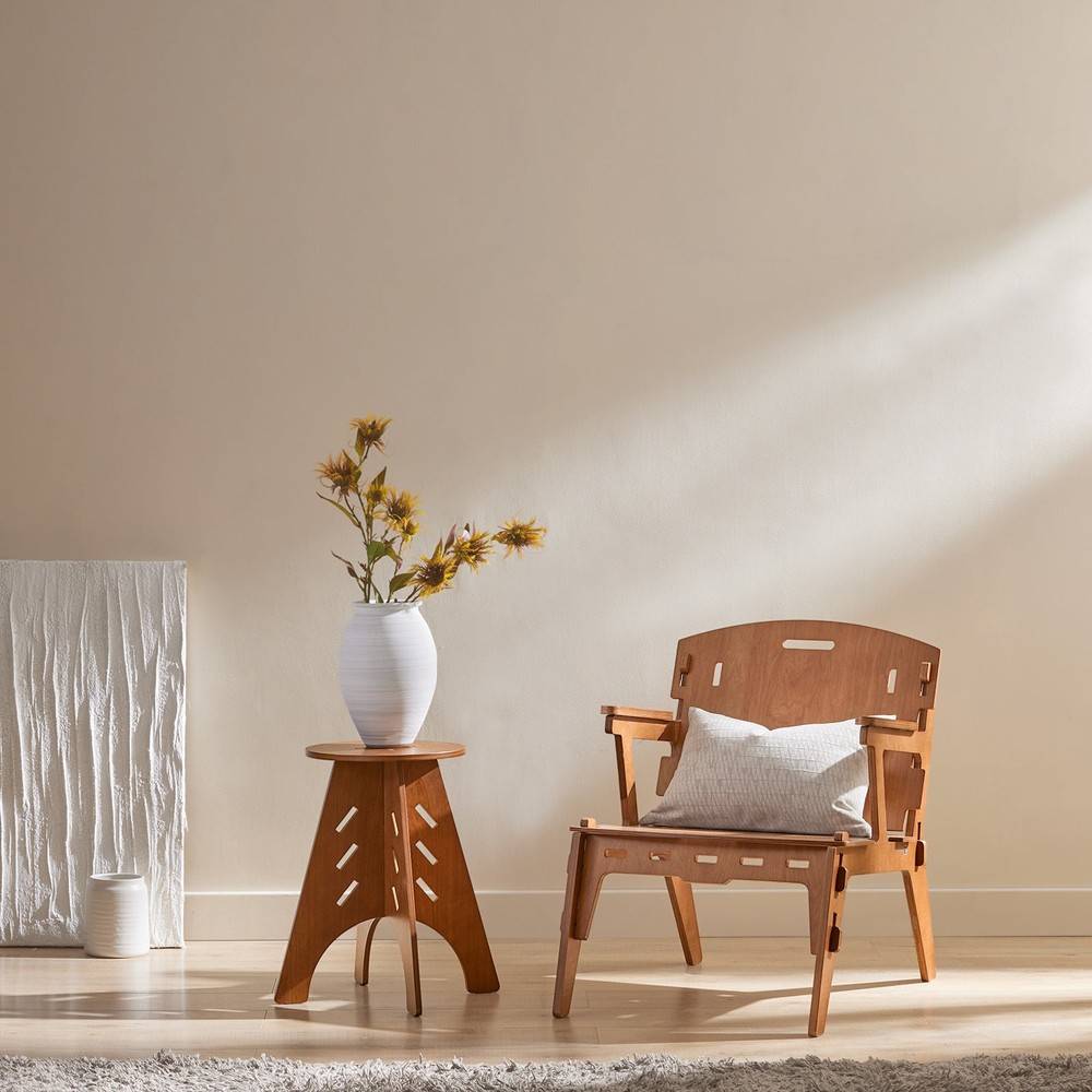 SoBuy Fauteuil de Salon et Bureau Ergonomique, Structure à Tenons et Mortaises, Hauteur d'Assise 35cm, Brun - Image 4