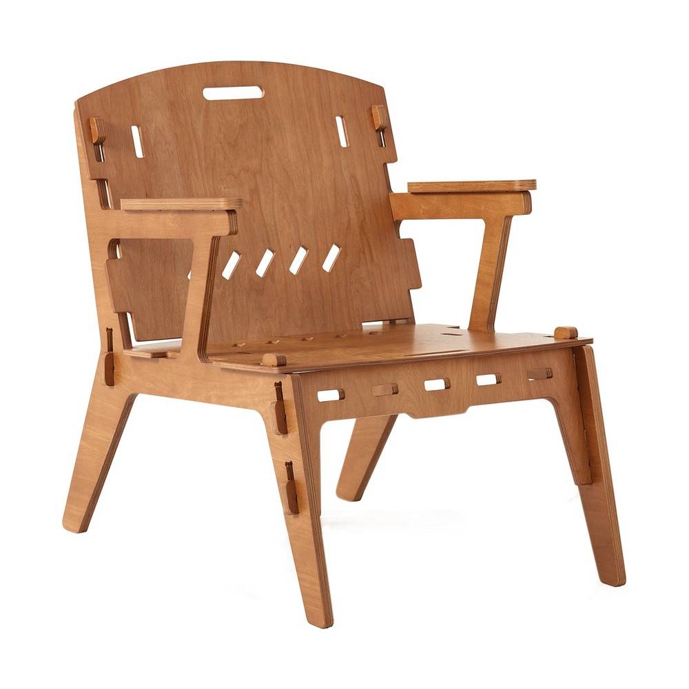 SoBuy Fauteuil de Salon et Bureau Ergonomique, Structure à Tenons et Mortaises, Hauteur d'Assise 35cm, Brun - Image 1