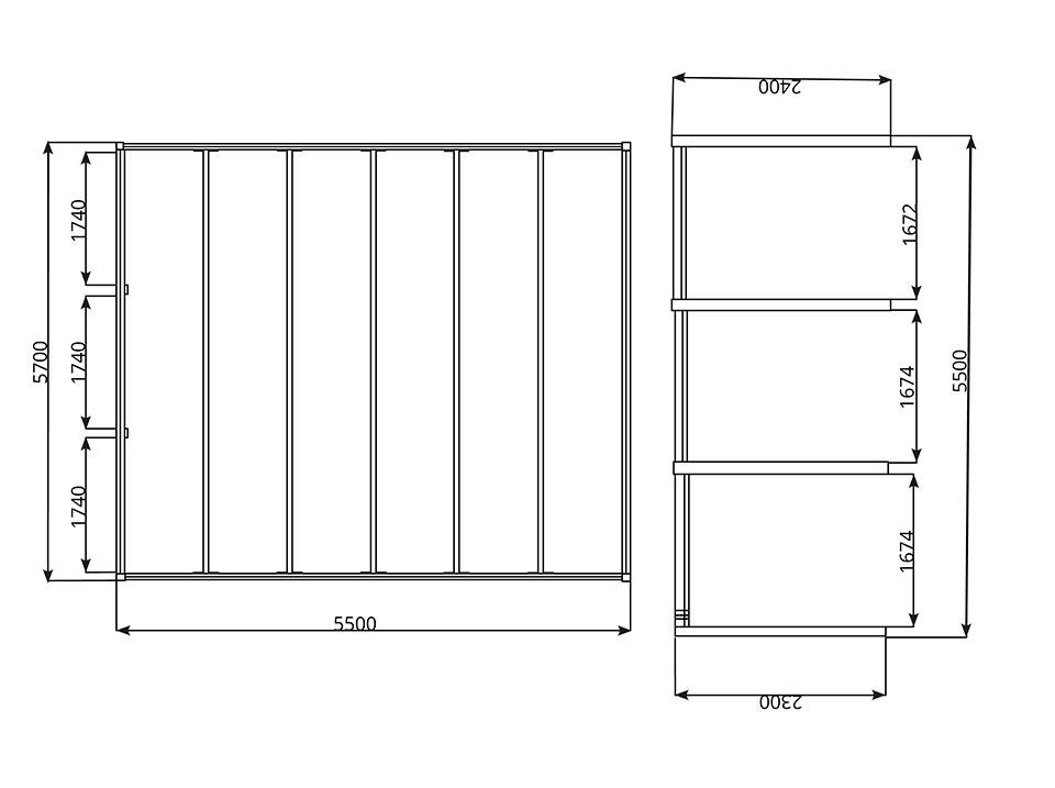 Carport aluminium CARLTON 570 x 550 cm - 2 Voitures - 31,35m2 - Gris anthracite - Image 3