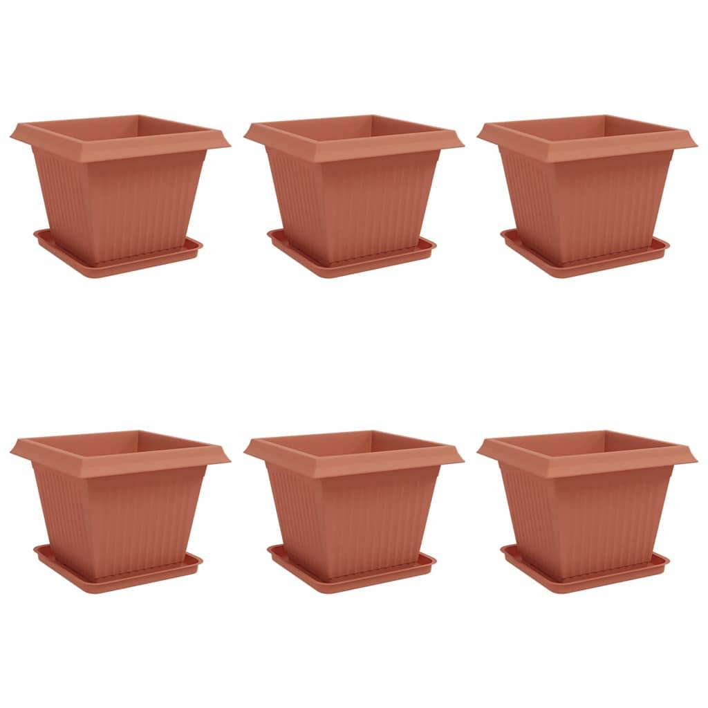 ComfortXL - Grands pots carrés plastique extérieur aménagement terrasse 43x43x33cm rouge - ComfortXL Outdoor Living - Image 2
