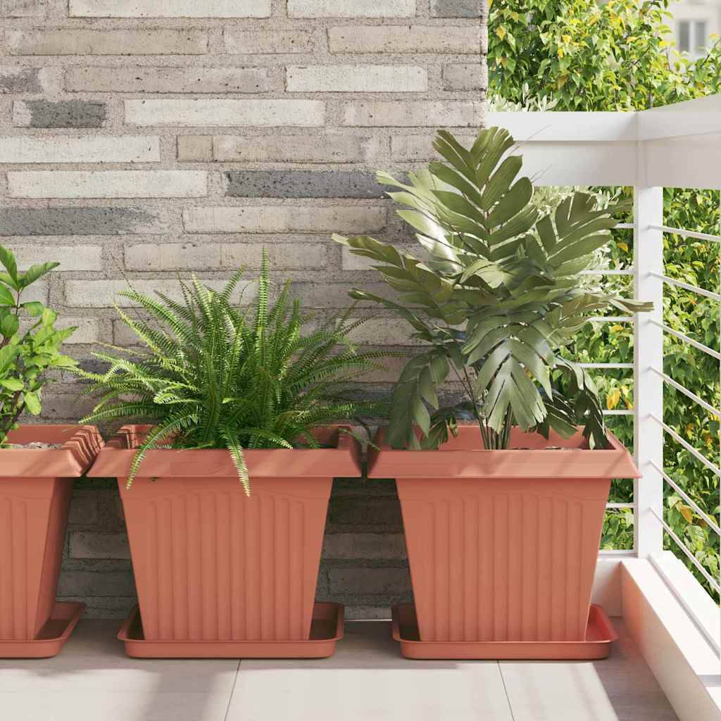 ComfortXL - Grands pots carrés plastique extérieur aménagement terrasse 43x43x33cm rouge - ComfortXL Outdoor Living - Image 1