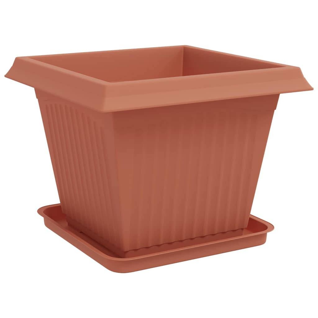 ComfortXL - Grands pots carrés plastique extérieur aménagement terrasse 43x43x33cm rouge - ComfortXL Outdoor Living - Image 5